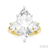 1 Ctw Tri-Mount Marquise Shape Center Round Cut Diamond Semi Mount Engagement Ring in 14K Yellow and White Gold